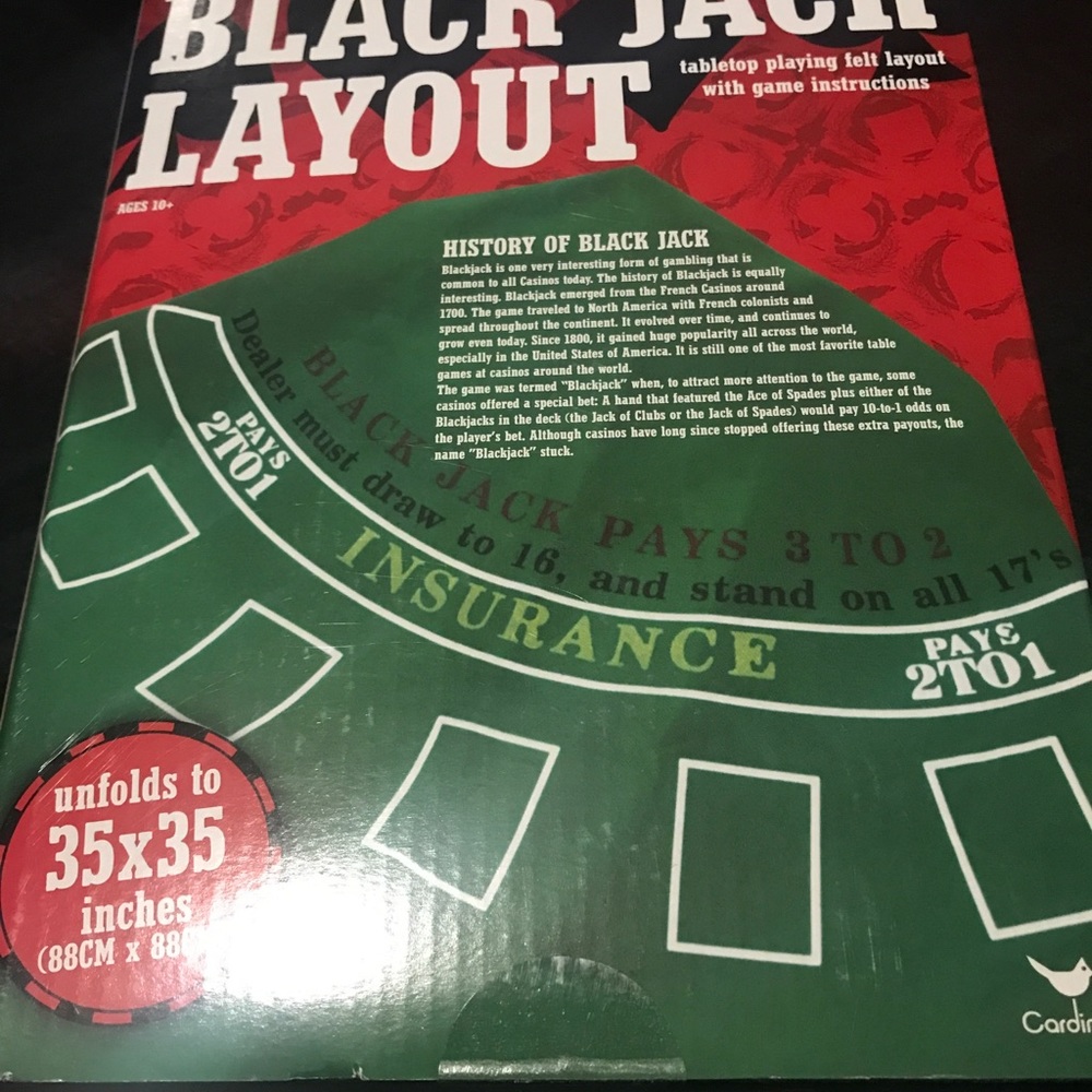 Blackjack Layout Tabletop Felt 35 x 35 Inches by Cardinal Games NIB